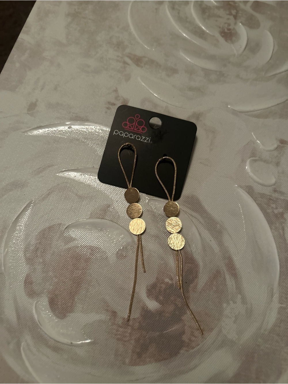 paparazzi Gold Triple Disc Threader Earrings